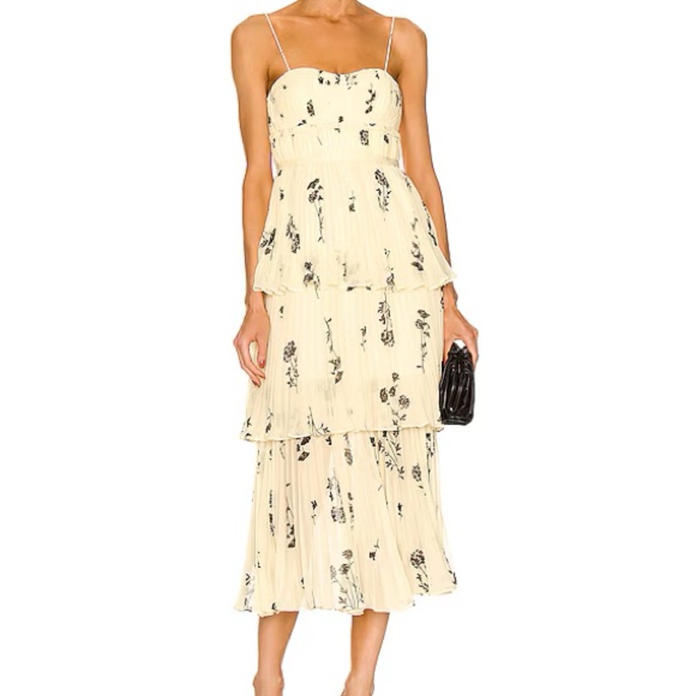 Self portrait floral Tiered Yellow Dress